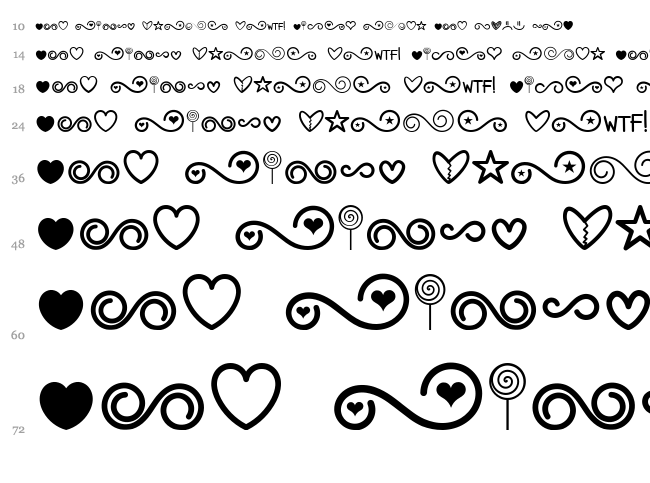 MF Dings 3 font waterfall